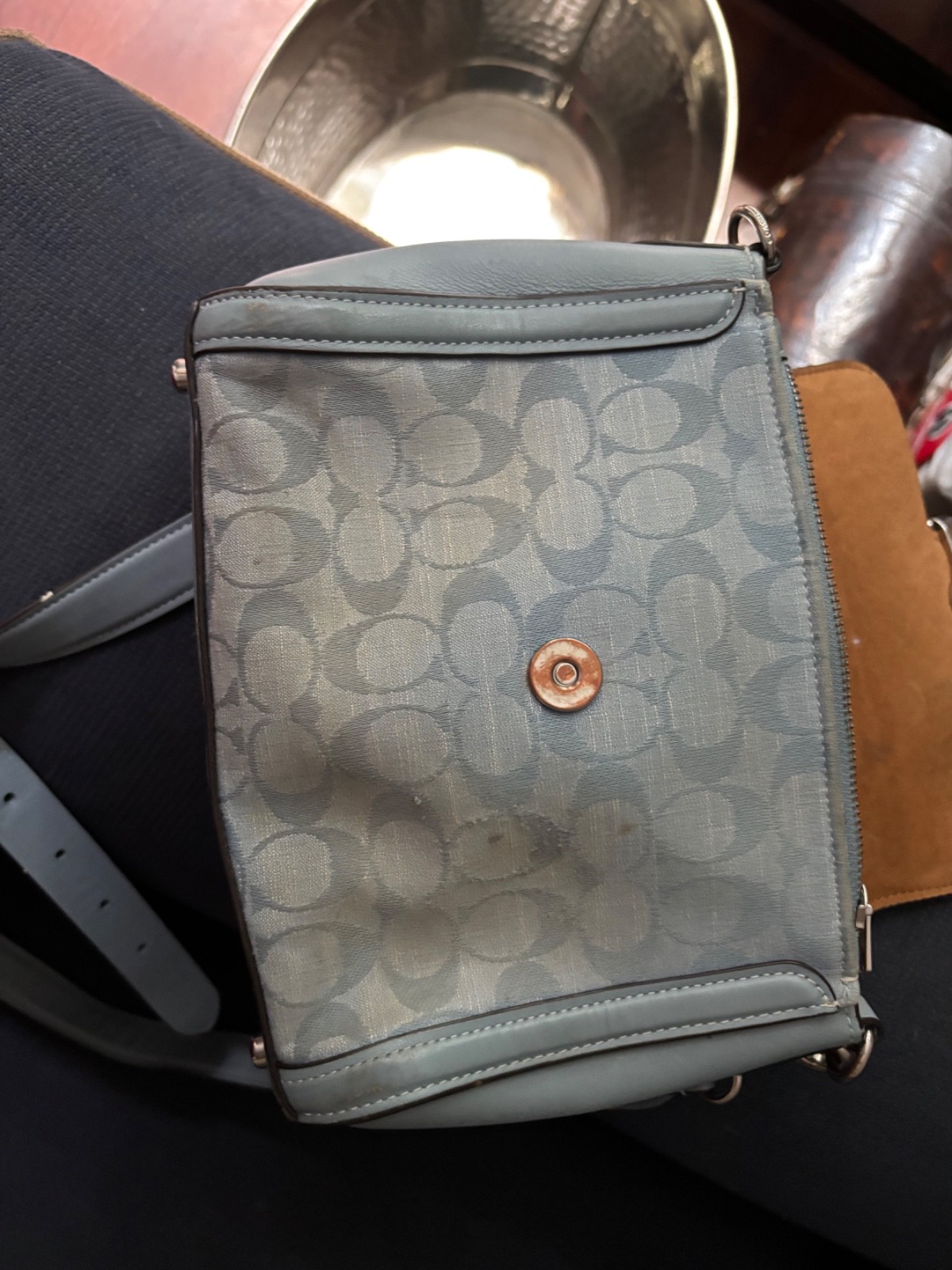 coach light sky blue purse