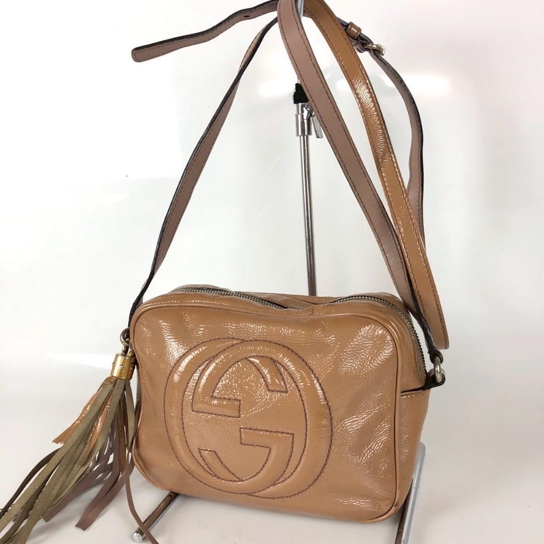 GUCCI SOHO Shoulder Bag Beige Women Auth 5.90 x 7.67 x 2.95″