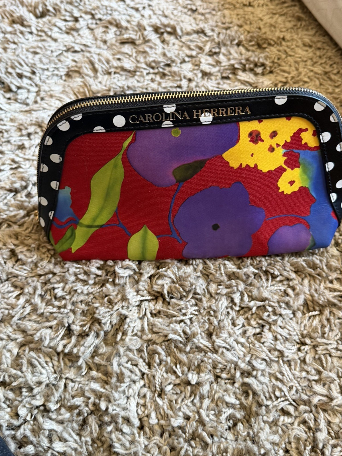 Carolina Herrera Fragrances Zippered Floral Makeup Bag NWOT