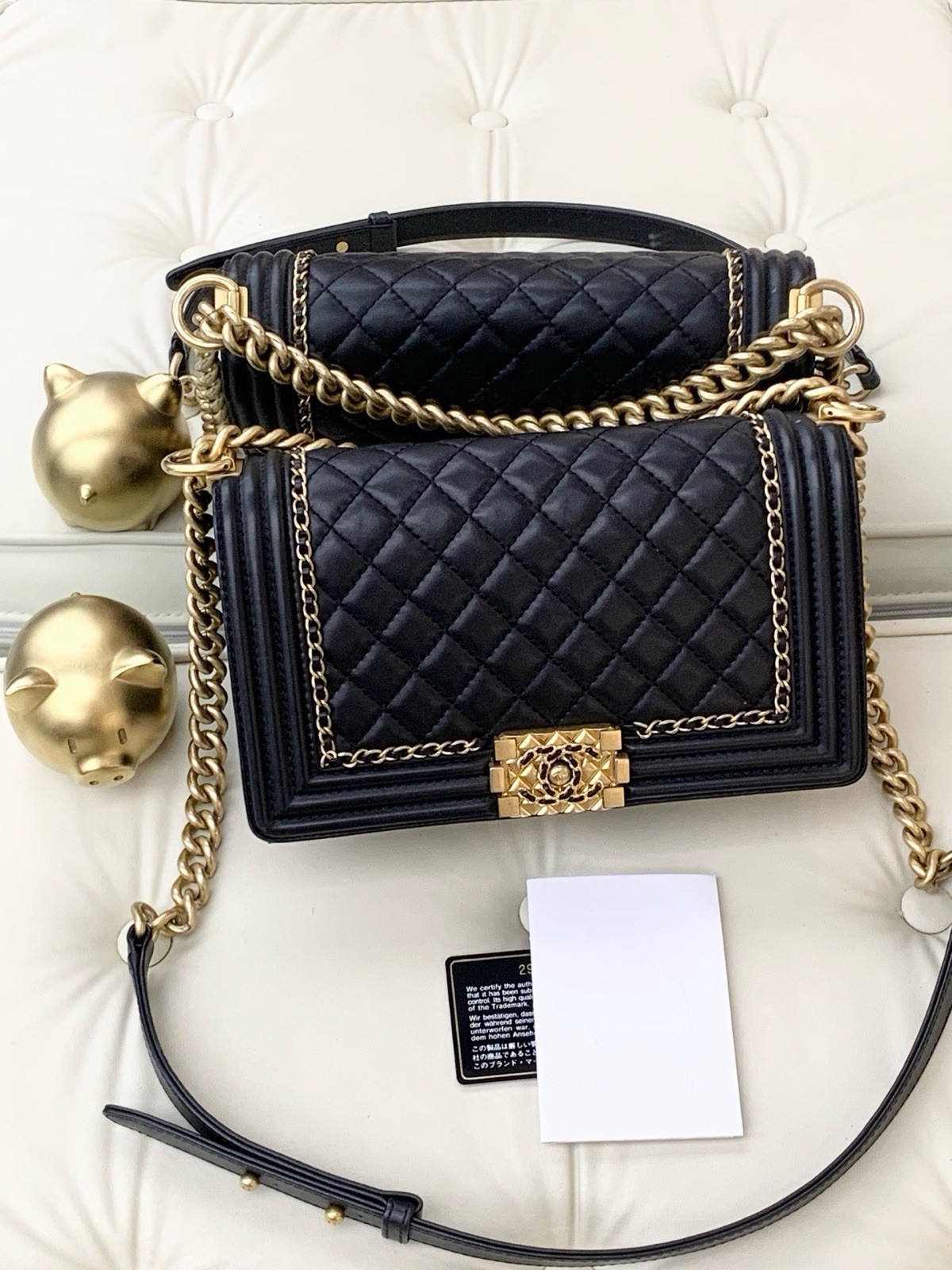 Authentic Pre-owned Chanel Medium Le Boy Bag in Black Calfskin with Gold