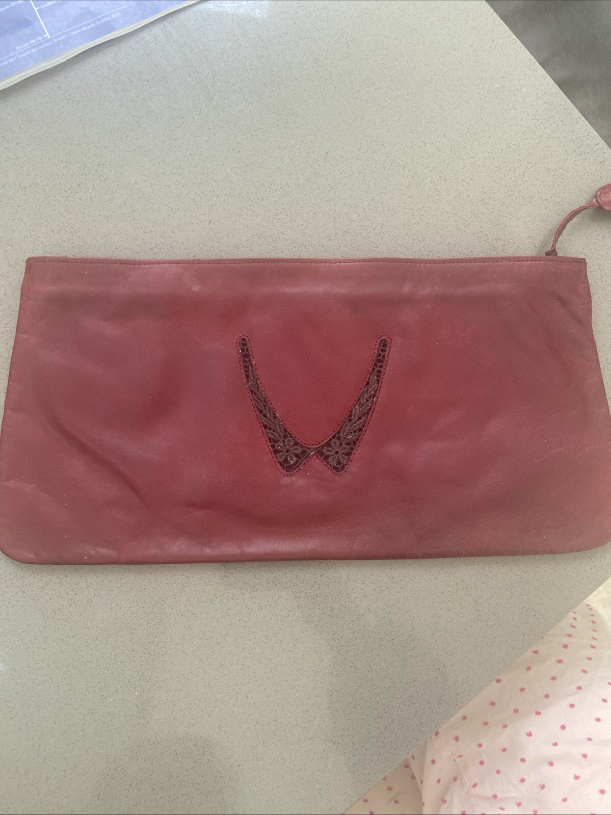 Vintage Nina Ladies Genuine Calfskin Burgandy Leather Handbag Made In Spain