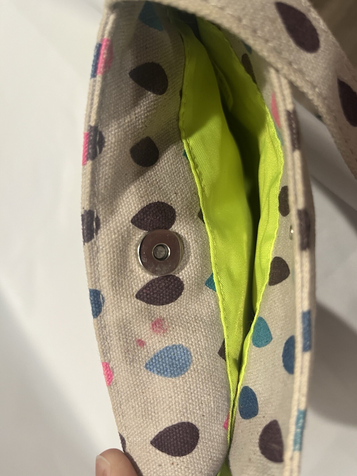 KAVU Raindrop Pattern Crossbody Purse Bag 4 Pocket Organization – Gray Blue Pink