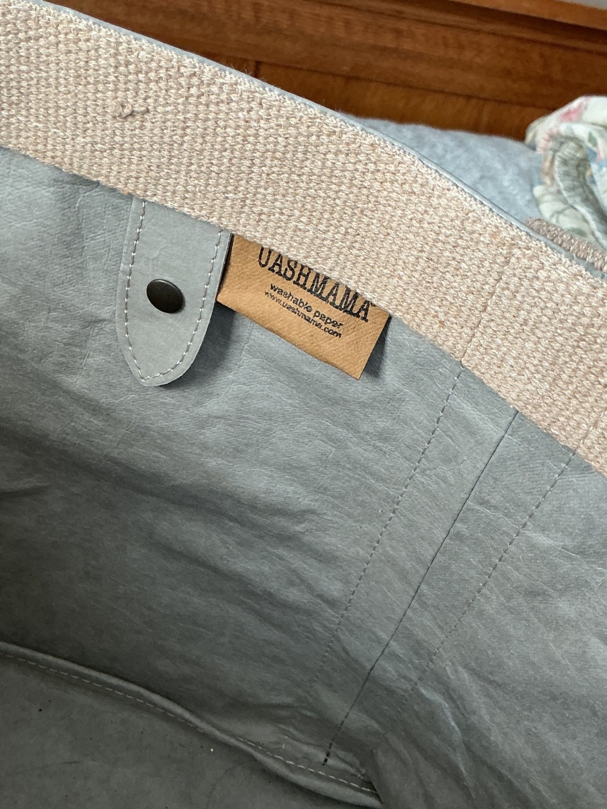 UASHMAMA® Carryall Tote Bag Gray Brown Washable Paper Retail $189