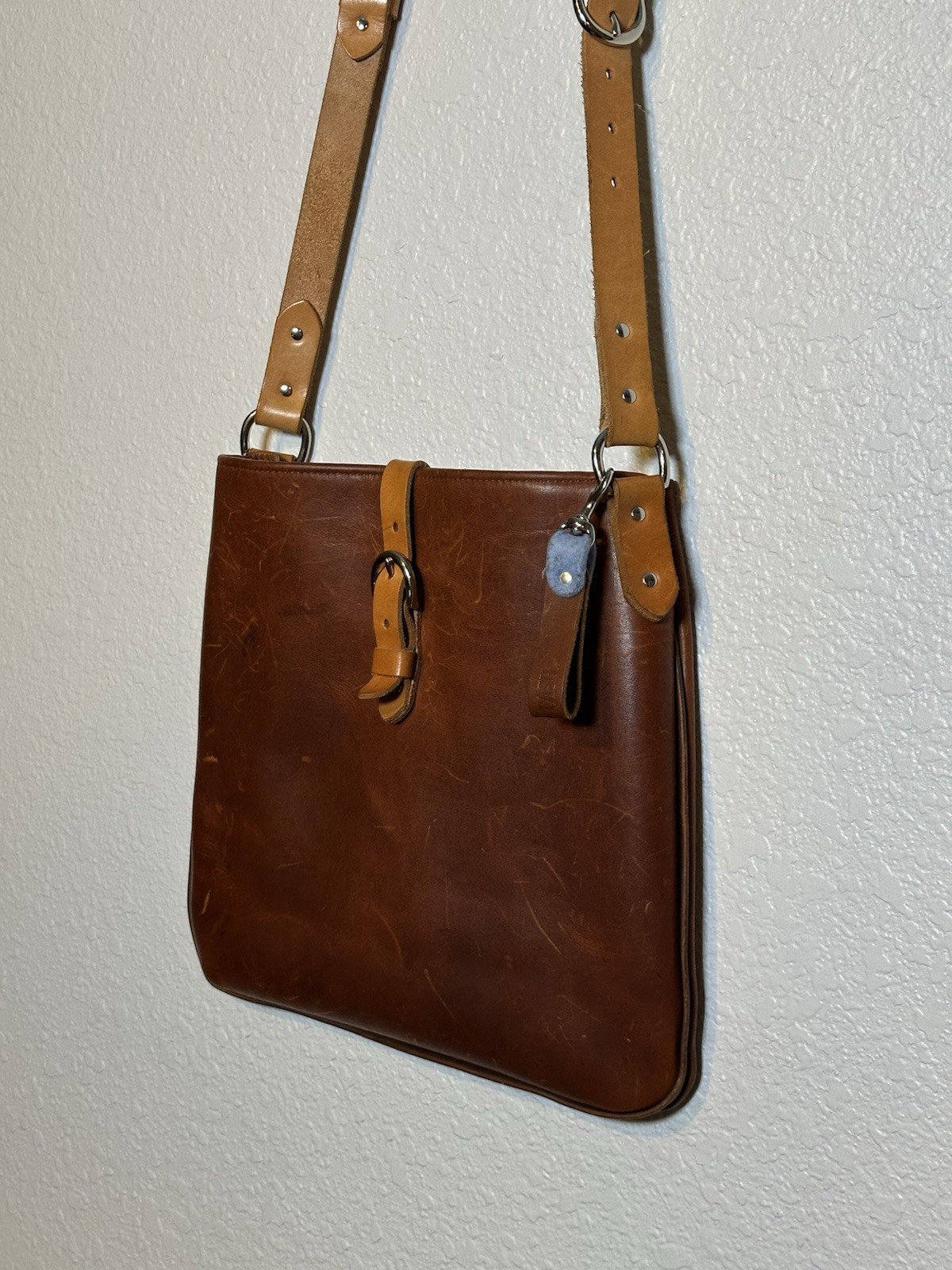 Vintage OldeStash Handmade Full Grain Leather Shoulder Bag Brown Artisan USA
