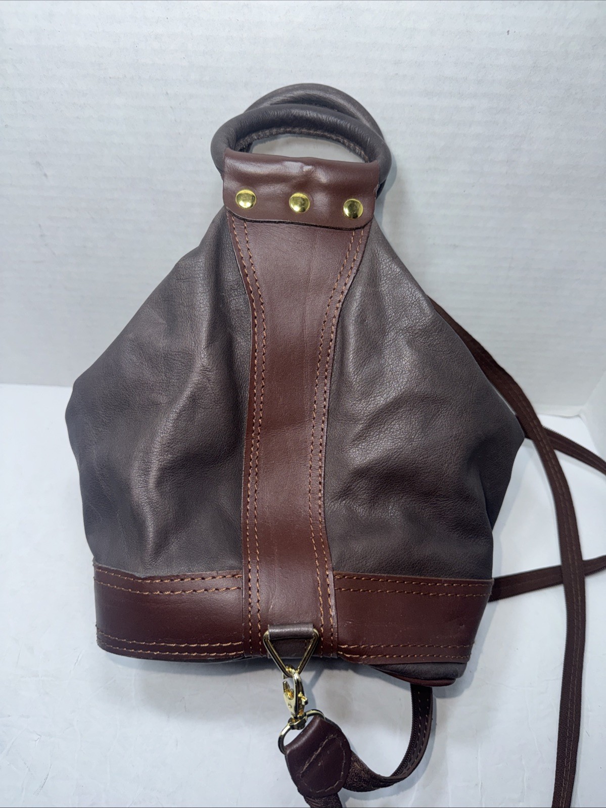 Borse In Pelle Vintage Leather Brown Backpack Sling Handbag Purse Bag Two Color
