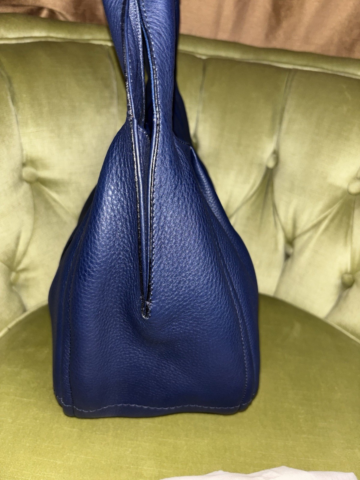 SALVATORE FERRAGAMO Oxford Blue Leather Milly Shoulder Bag