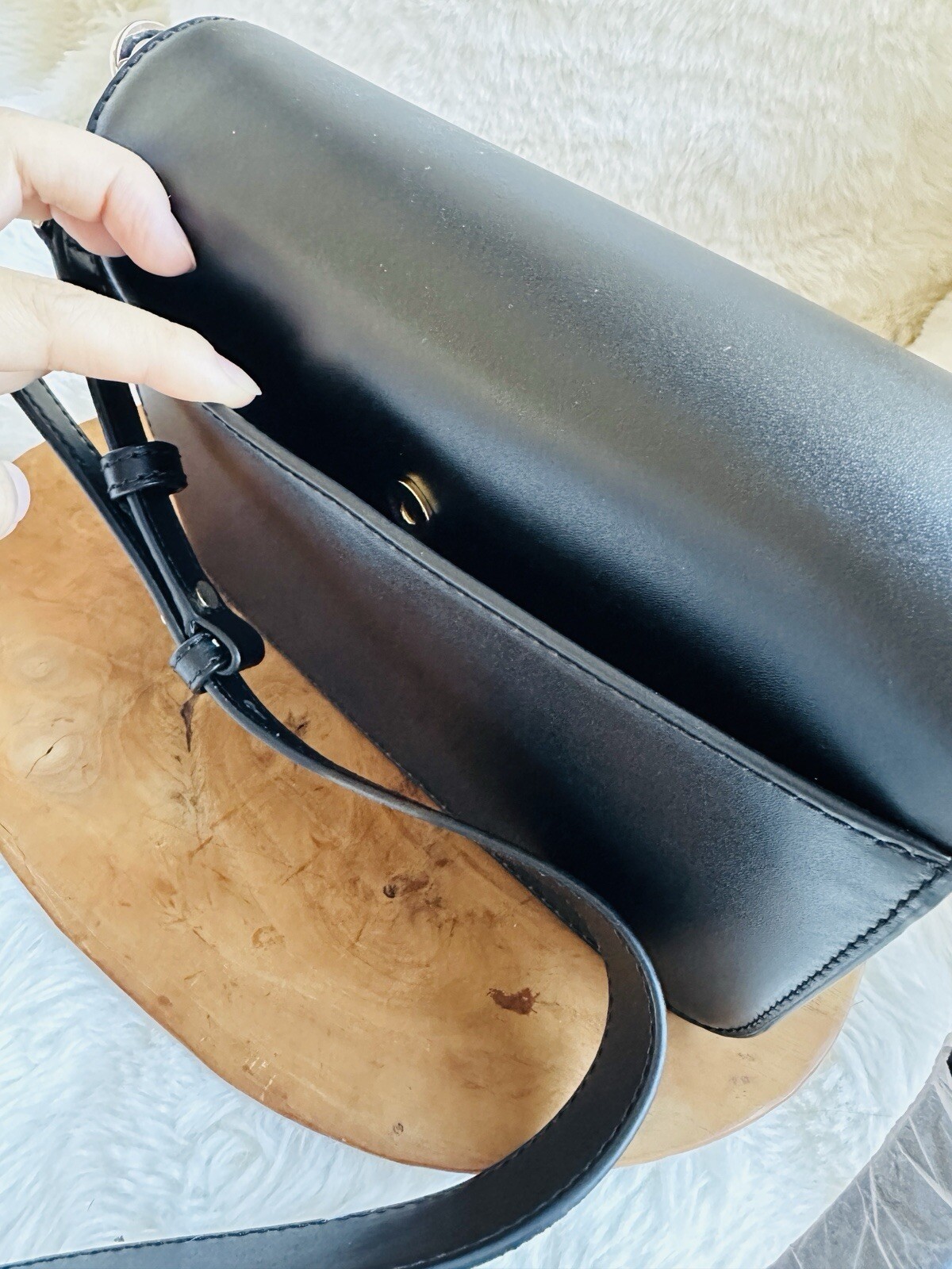 NWT MICHAEL KORS MK Sloan Editor Large Real Leather Shoulder Bag Black Gold