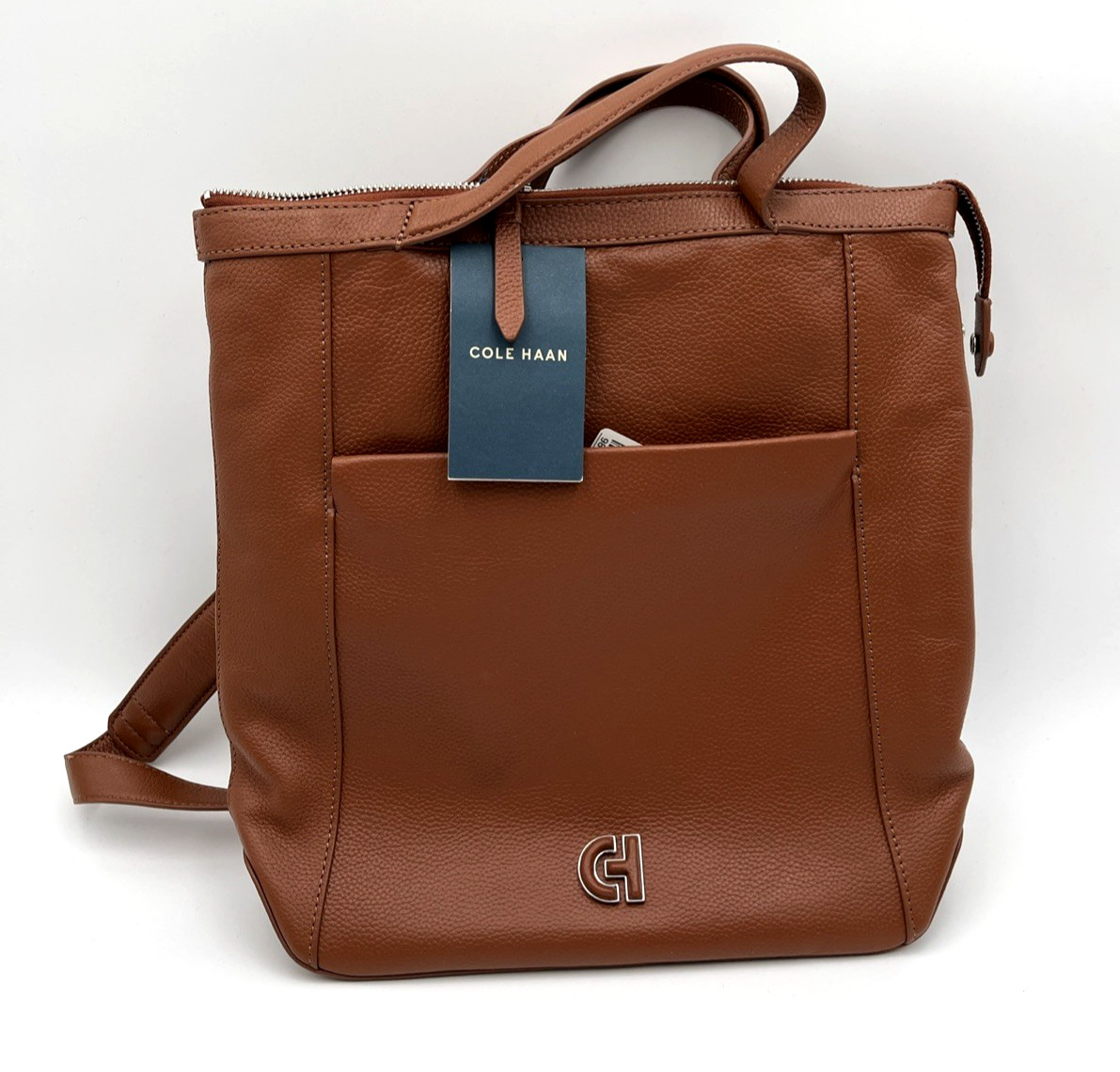 Cole Haan Grand Ambition Convertible Leather Backpack Tote British Tan NWT