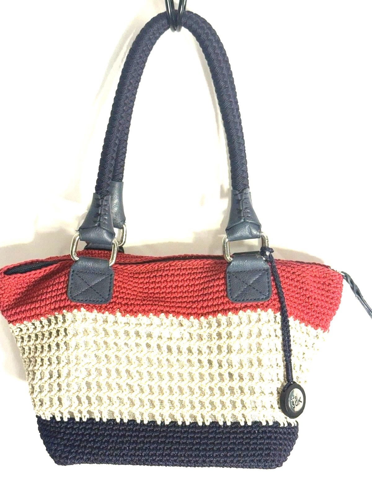 The Sak Cambria Crocheted Bag W/Silver Lining #103903CSL Red/Wht/Blue