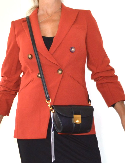 VERONICA BEARD Small Black Crest Crossbody Handbag Gold Hardware Flap New