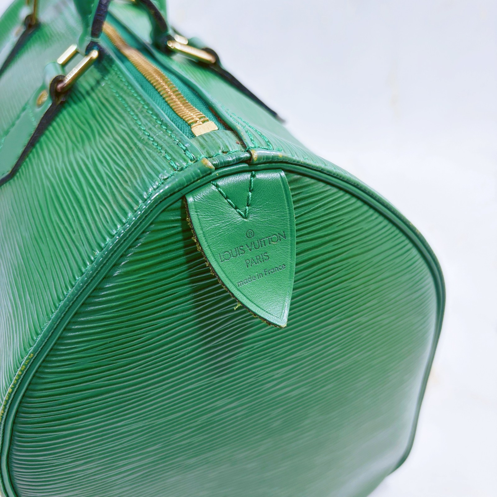 LOUIS VUITTON Epi Speedy 30 Boston Bag Handbag Green Leather LV Authentic