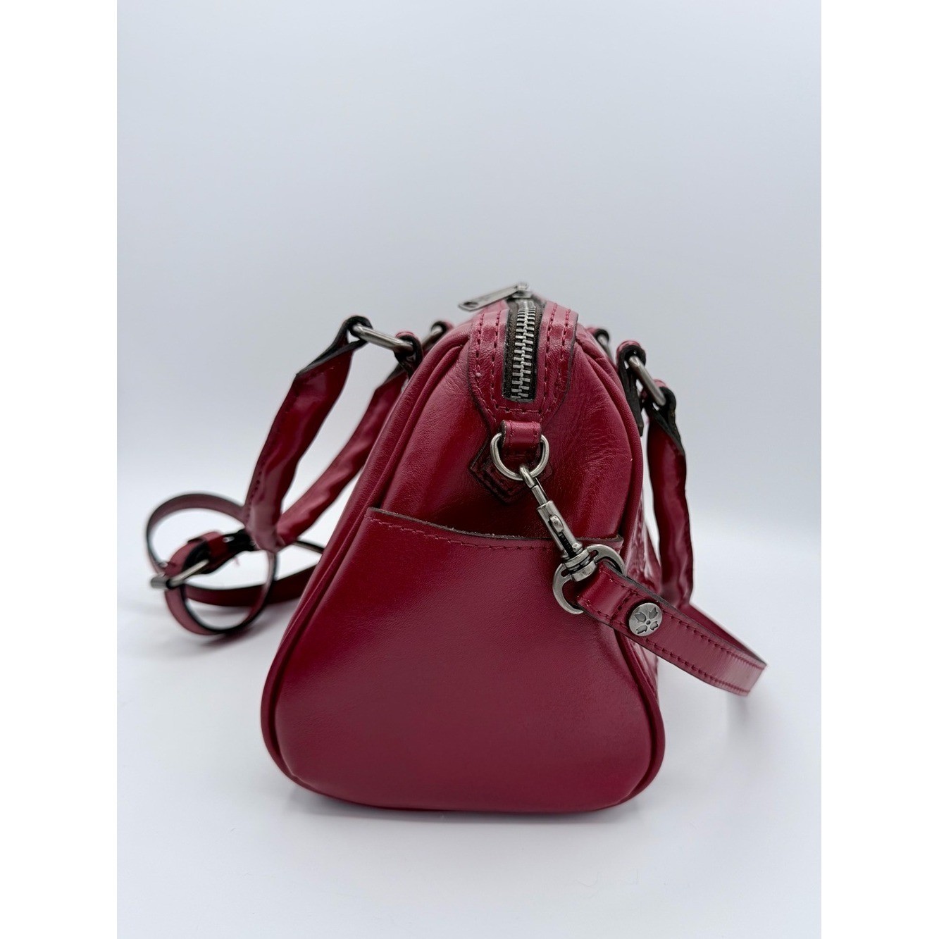 Patricia Nash Tooled Leather Cranberry Satchel Crossbody