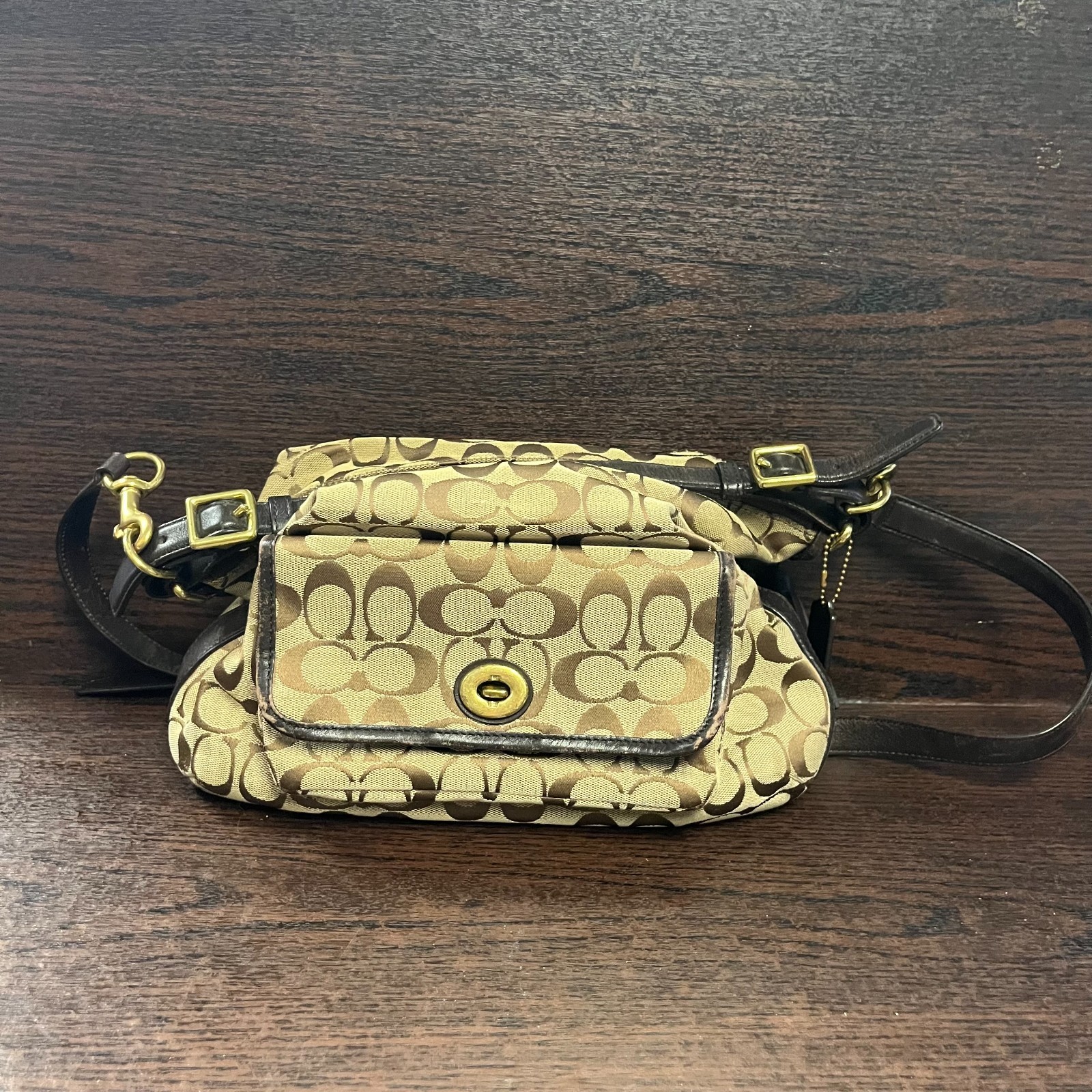 Coach Legacy Ali Signature Flap Women’s Shoulder Bag Brown Canvas Jacquard Hobo