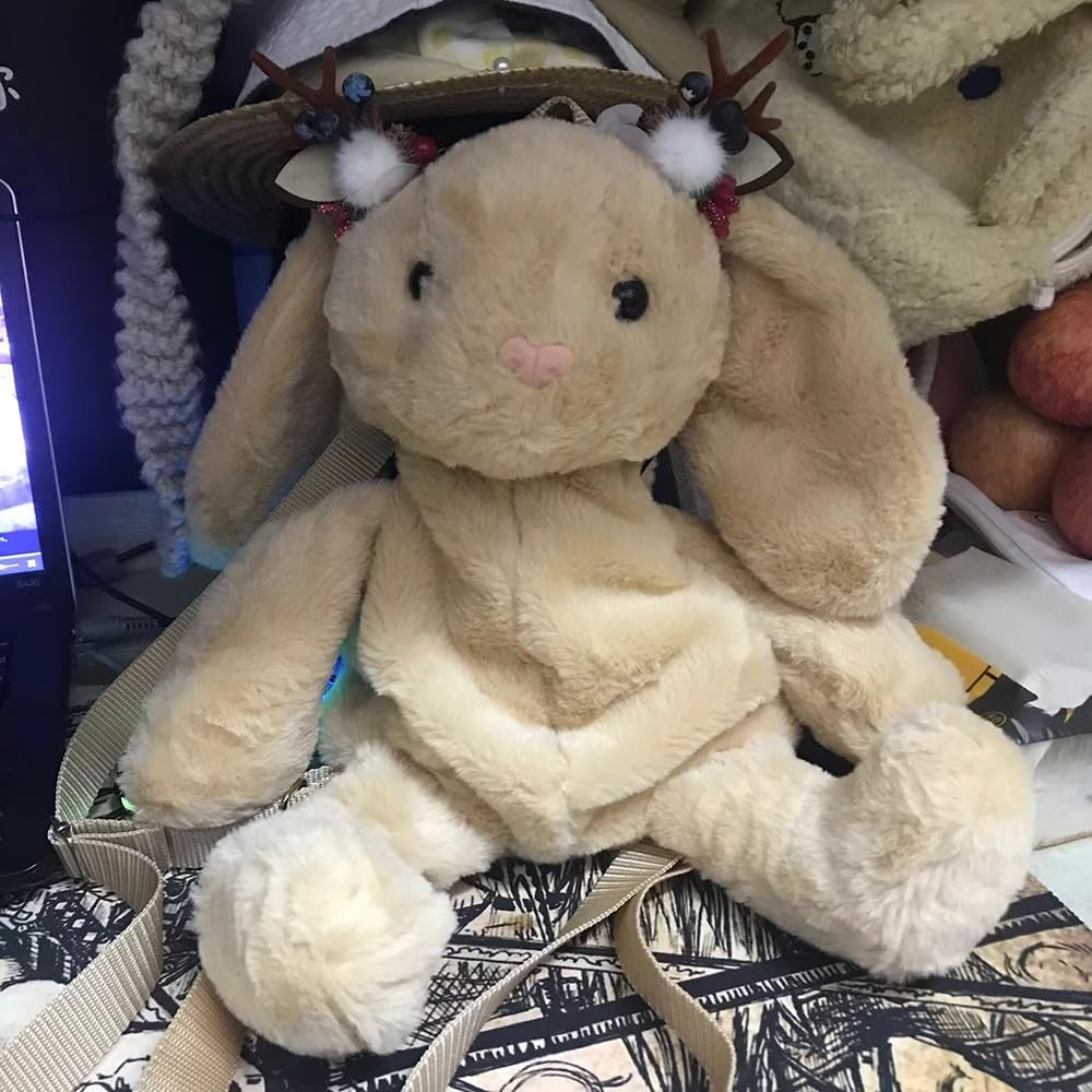 Kawaii Bunny Plush Animal Backpack Fluffy Shoulder Bag Cute Casual Daypack