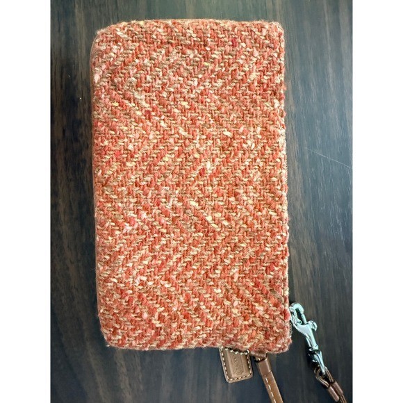 Coach Soho Orange Tweed Herringbone Wristlet Clutch With Hangtag Vintage Y2K 00s