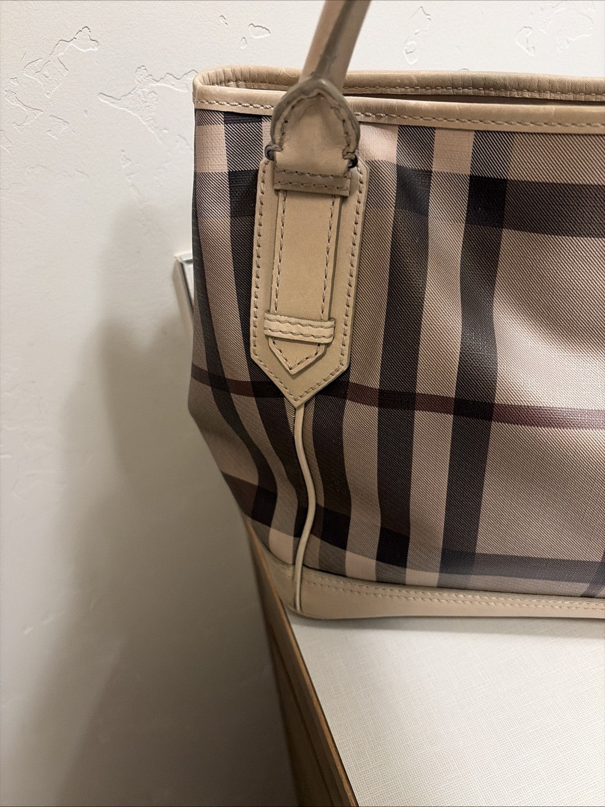 Burberry Beige Leather and PVC Totes Bag