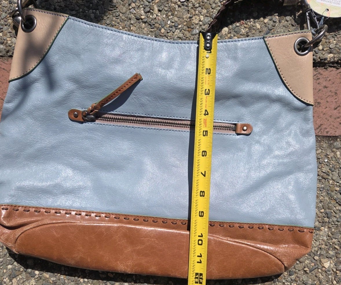 NWT The Sak Light Blue Color Block Shoulder Bag Braided Swivel Strap GORGEOUS!