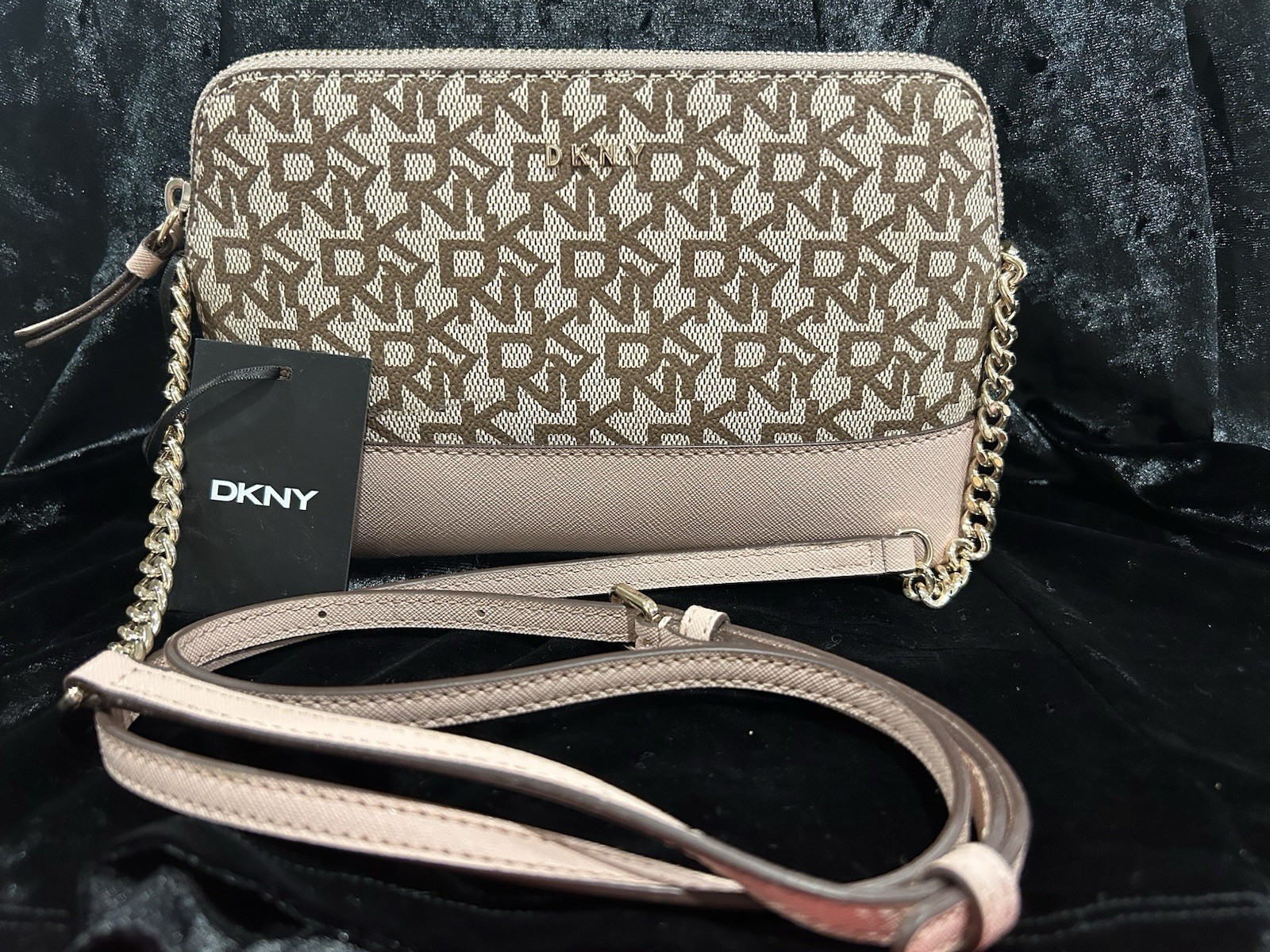 NEW Women’s DKNY Brown Small Medium Crossbody PURSE BRYANT Park GOLD CHAIN $148
