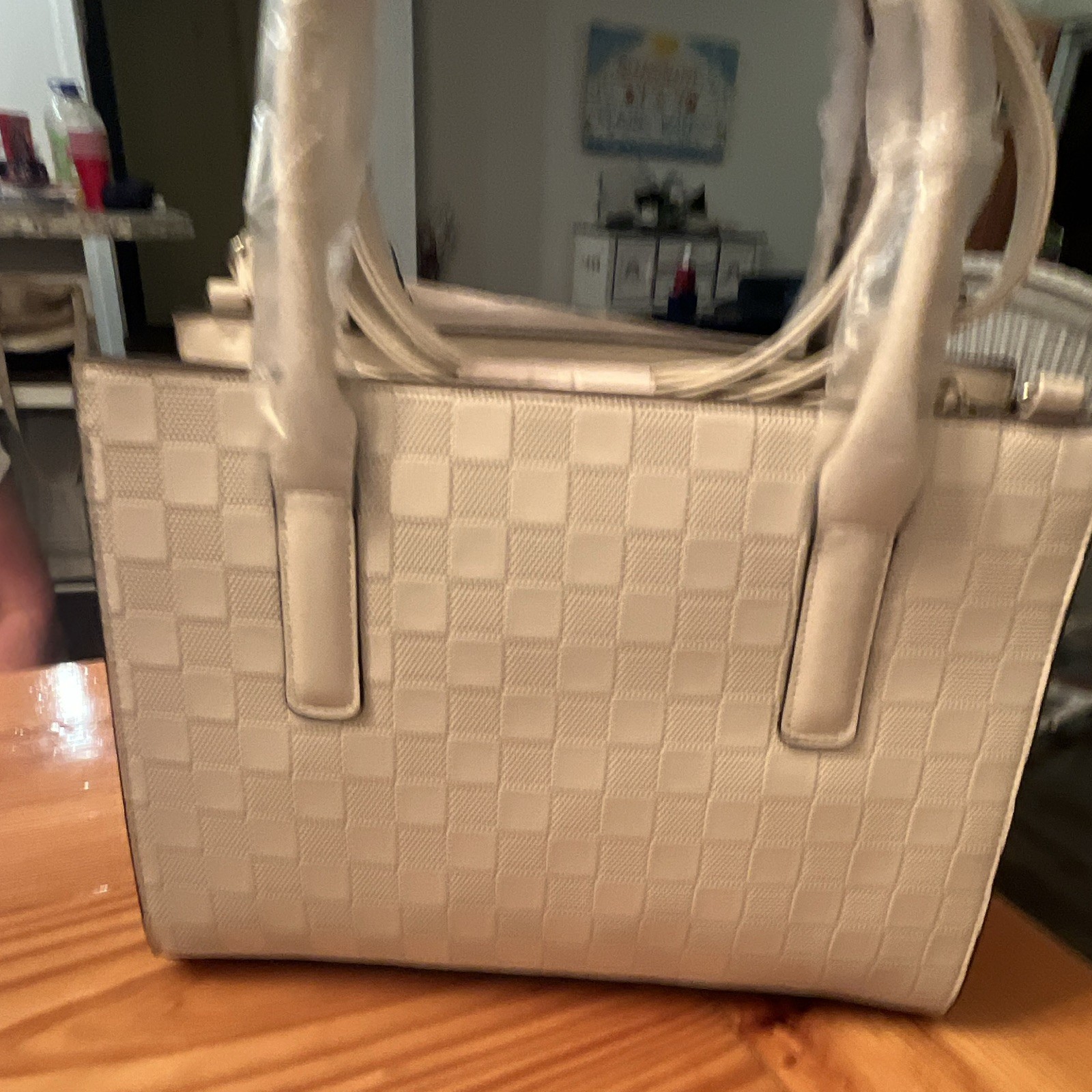 NWT Tahari Bone Delta Satchel Purse with Dust Cover