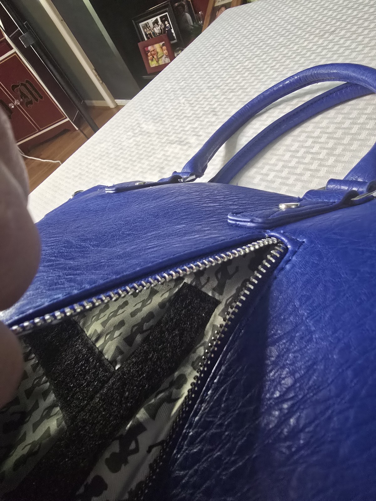 Damsel in Defense Blue Concealed Carry Tote Handbag Purse Faux Leather