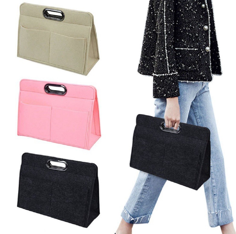 Felt Handbag Organizer Insert-Versatile Multi Pocket Storage Tote Purse Shaper