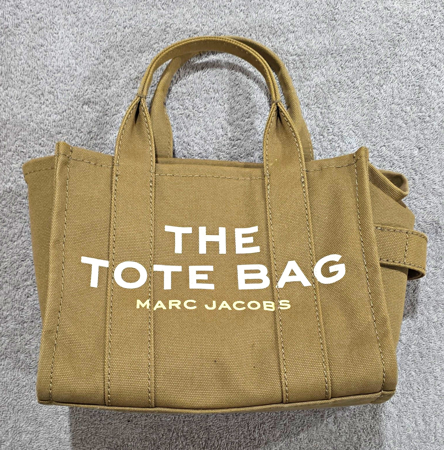 Marc Jacobs Small Green Tote Bag Zip Closure Top Handle Detachable Strap