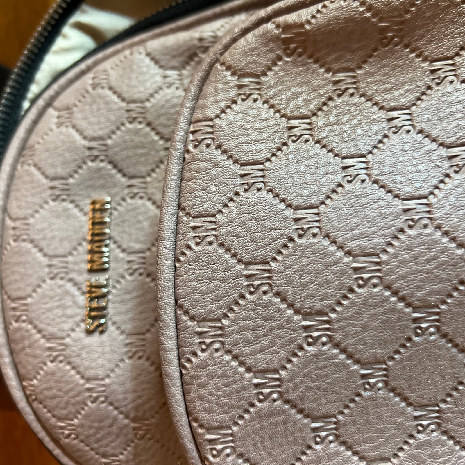 Steve Madden Mauve Mini Backpack With Pom-pom Keychain