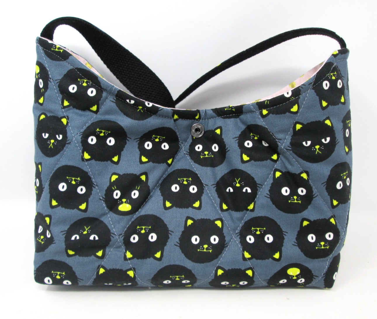 Black Cat Halloween Purse HANDMADE Quilted Cotton Shoulder Bag