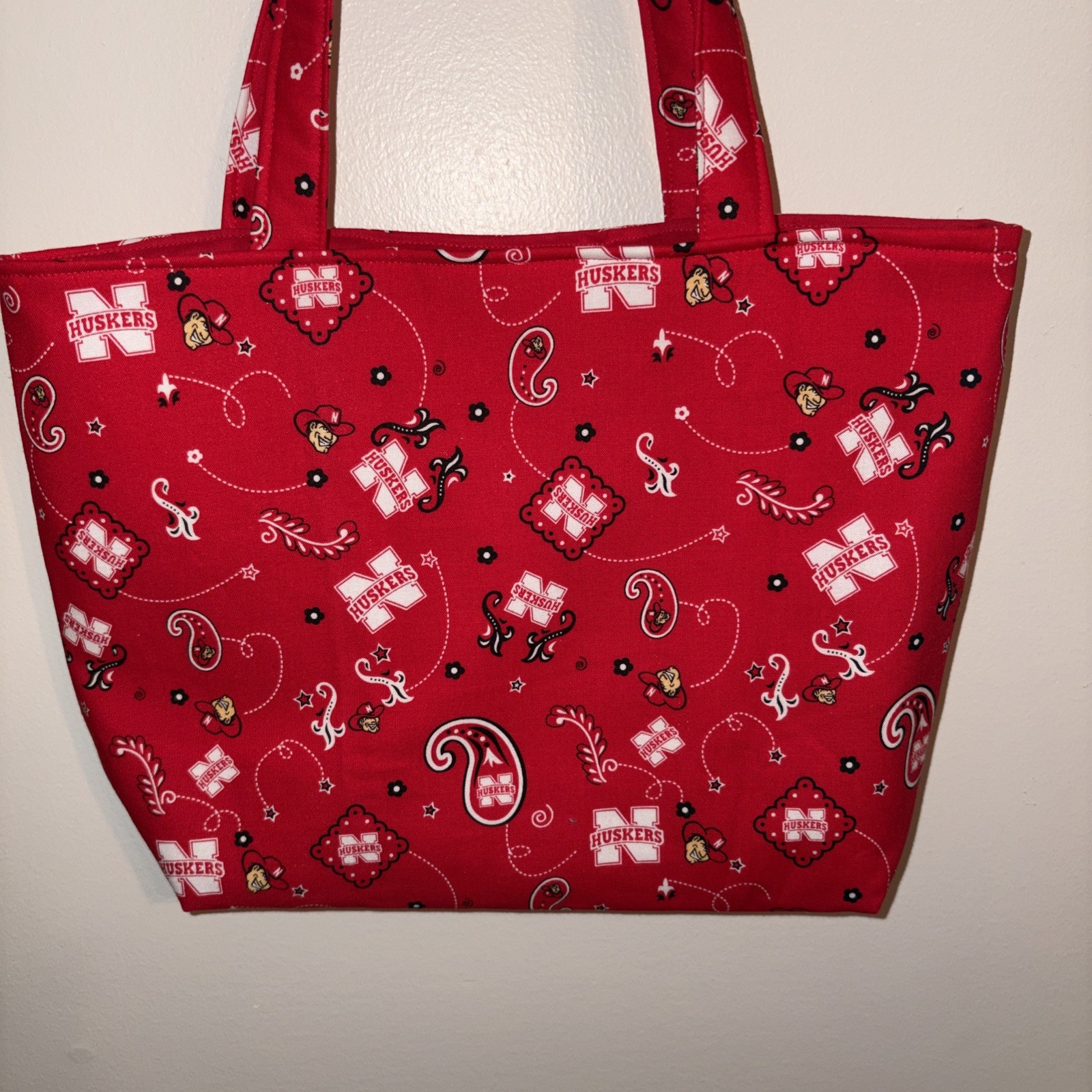 Handmade Nebraska Huskers Red Tote Bag Purse