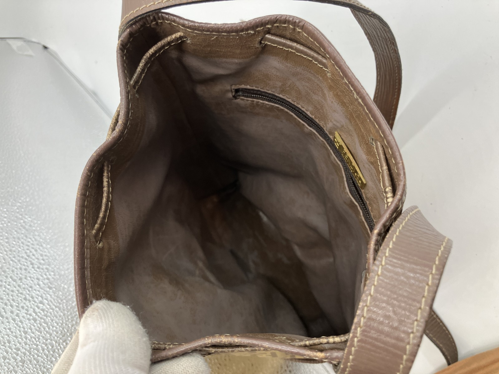 FENDI Zucca PVC Leather Drawstring Bucket Shoulder Bag Vintage Italy