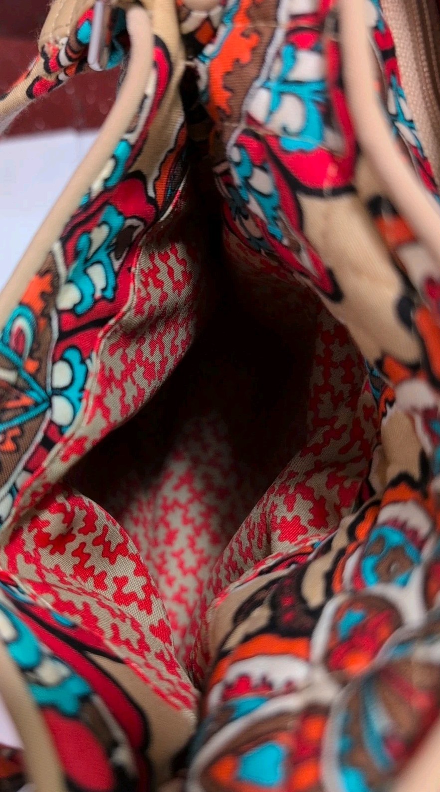 Vera Bradley Retired Spring 2018 DESERT FLORAL Large Handbag / Tote Beige Red