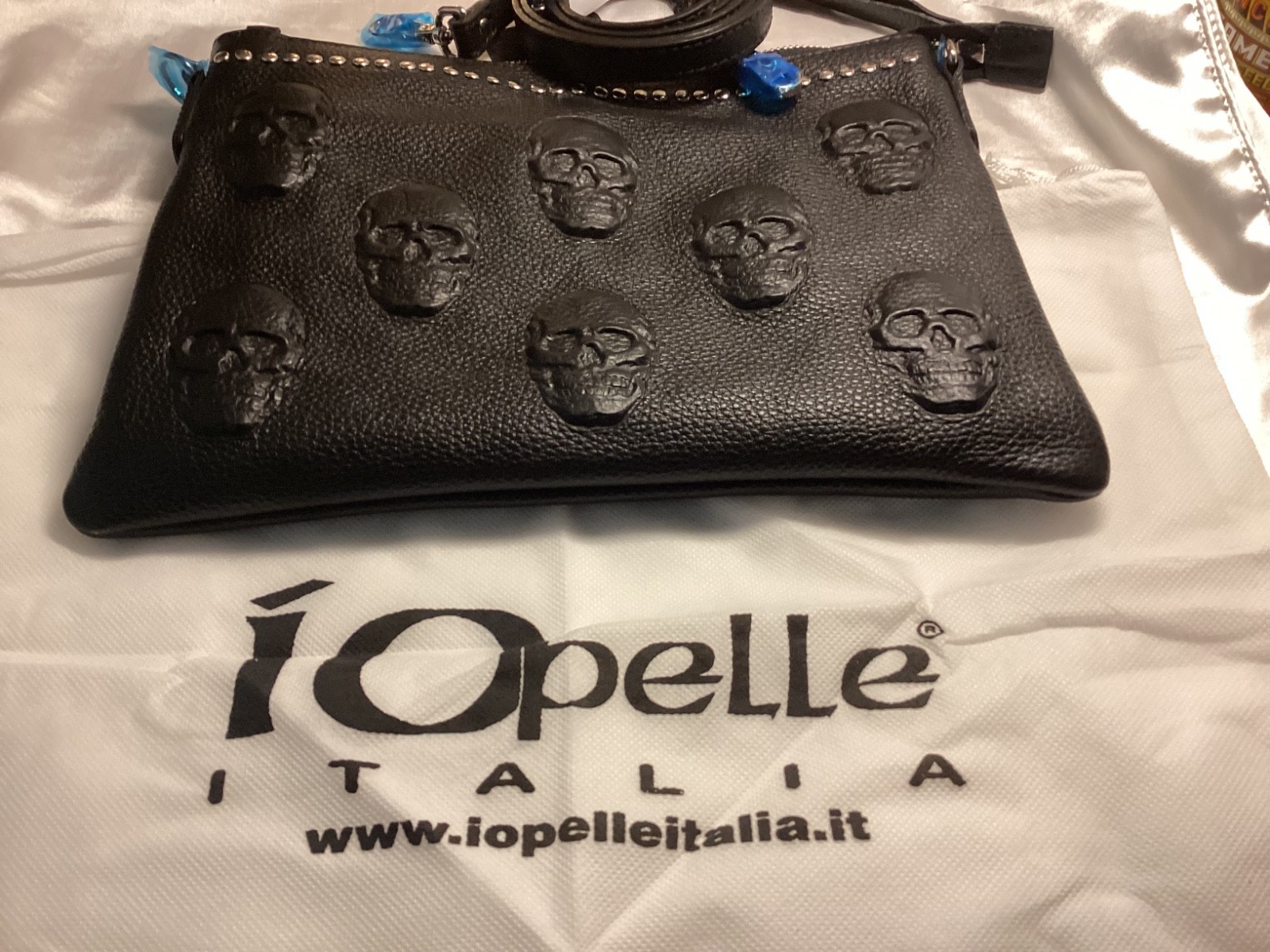 Brand new 2026 IO PELLE STUDDED SKULL BAG!!! Biker, Halloween, Harley Davidson