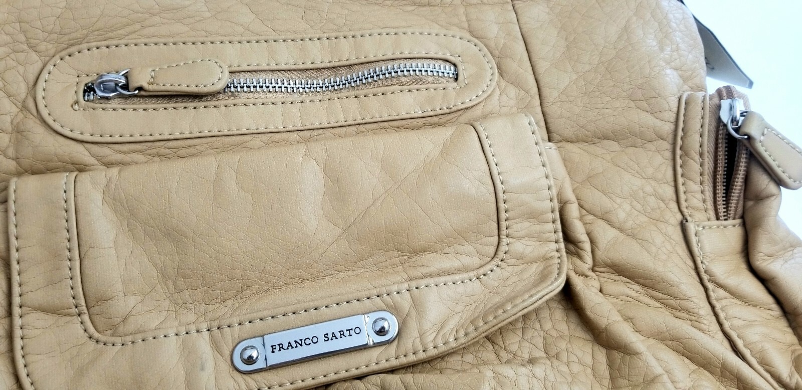 Franco Sarto Women’s Tan Large Handbag Purse 100% PU Genuine