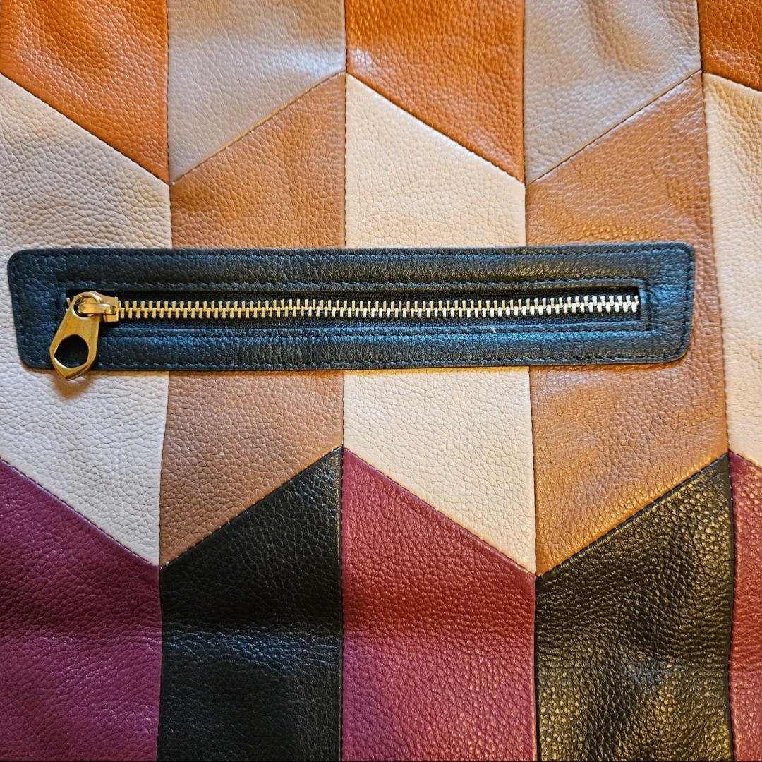 NEW orYANY Patchwork leather handbag with side zipper
