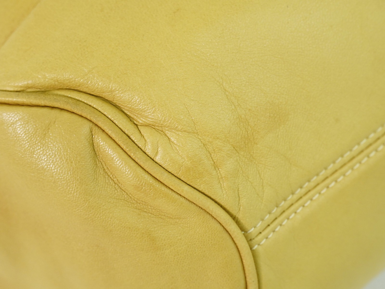 LOEWE Anagram Leather Tote Handbag Beige Gold
