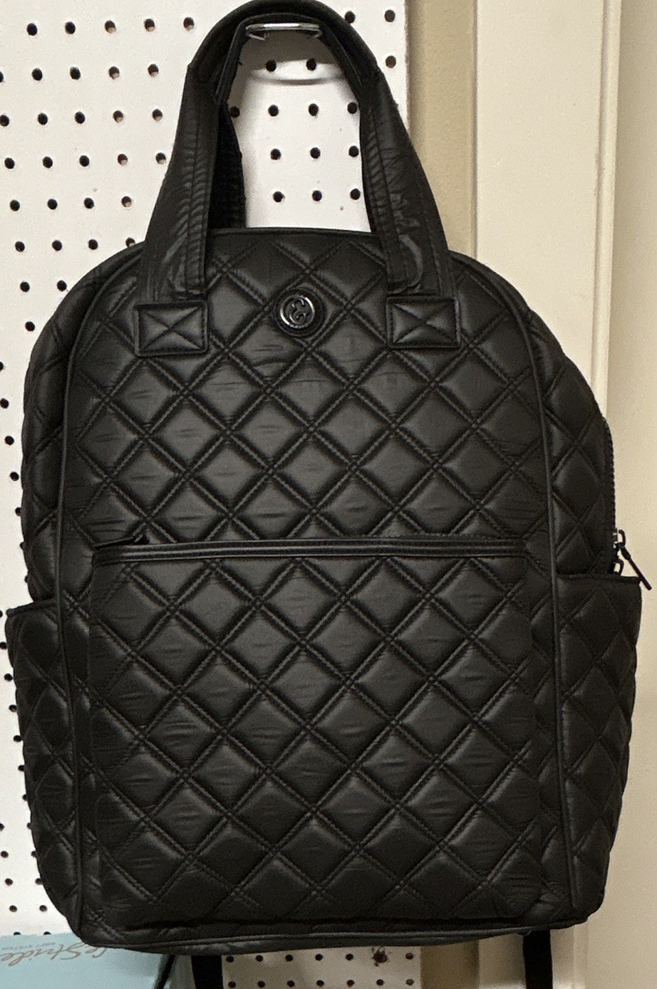 Joan & David Black Puffer Quilted Nylon Backpack