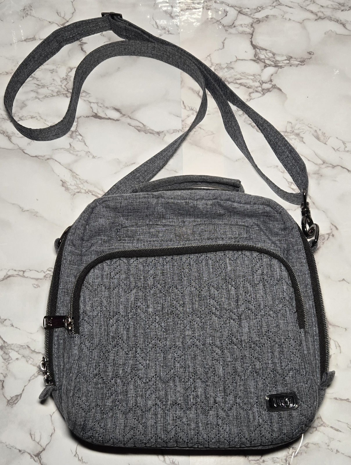 Lug Ranger Quilted Crossbody Bag Heather Grey Handle Crossbody Strap Purse Bag