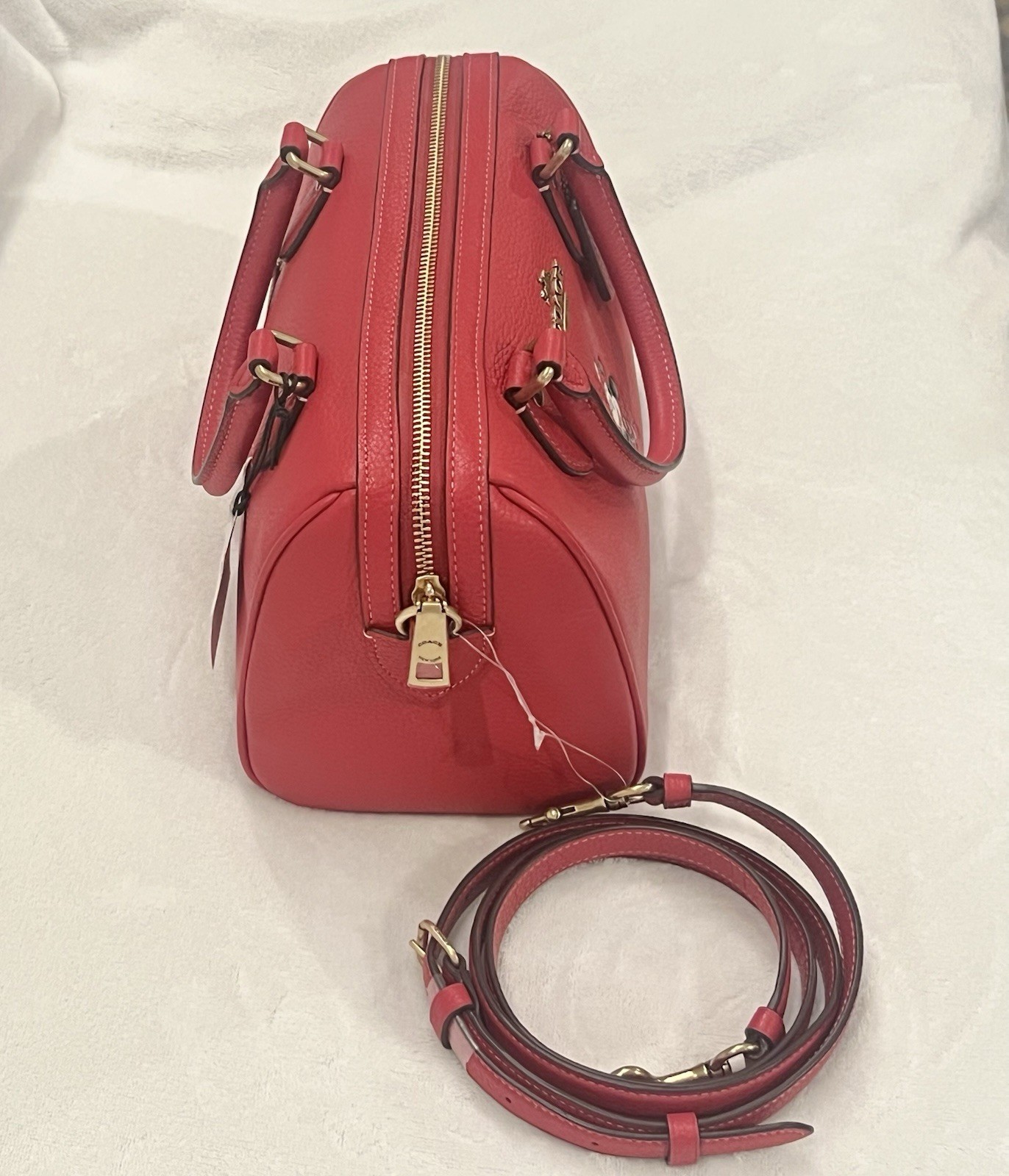 NEW Disney X Coach Leather Rowan Satchel Bag w/ Minnie Mouse Electric Red CM862
