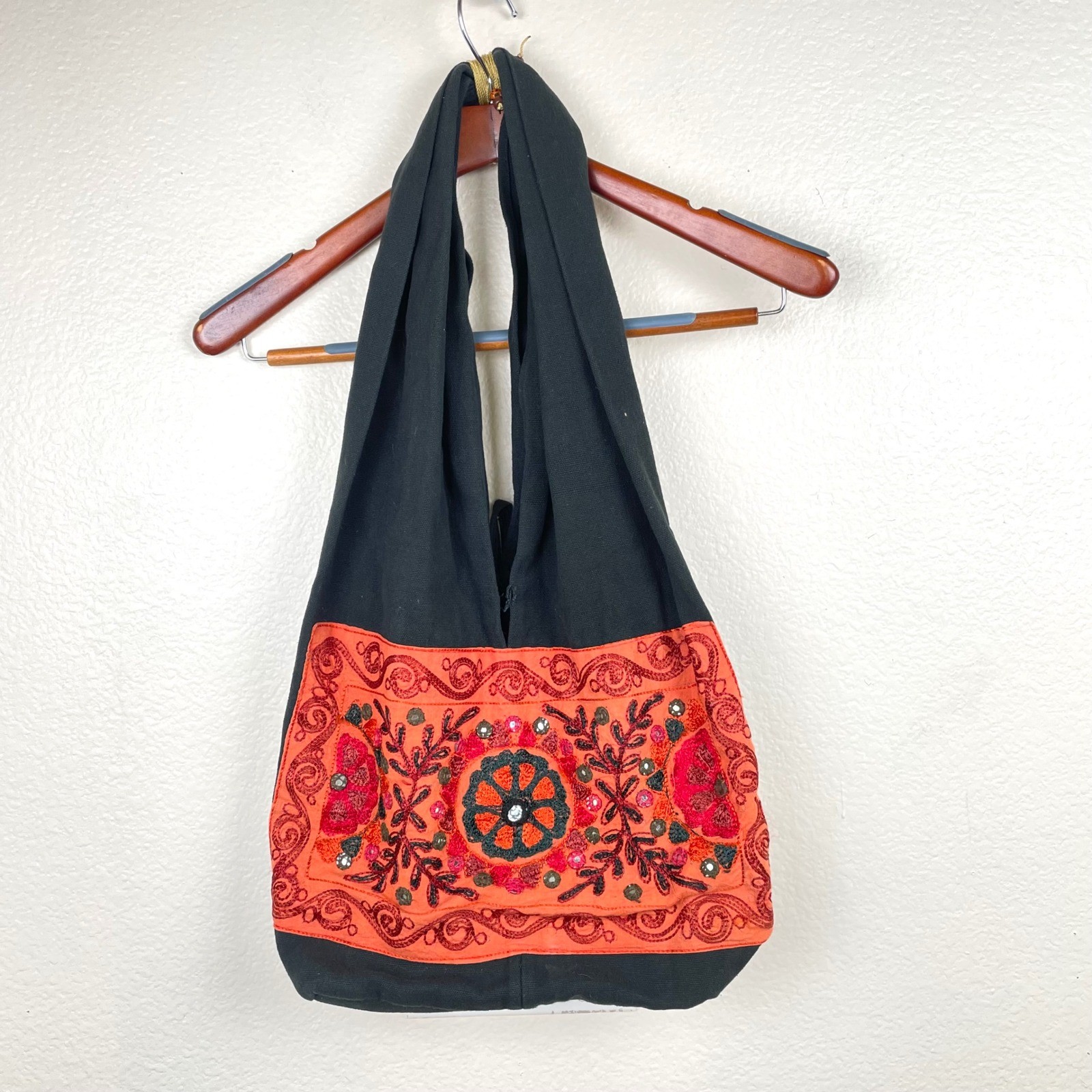 Vtg Y2K 90s Sling Bag Hippie Boho Embroidered Fairy Grunge Patchwork Festival