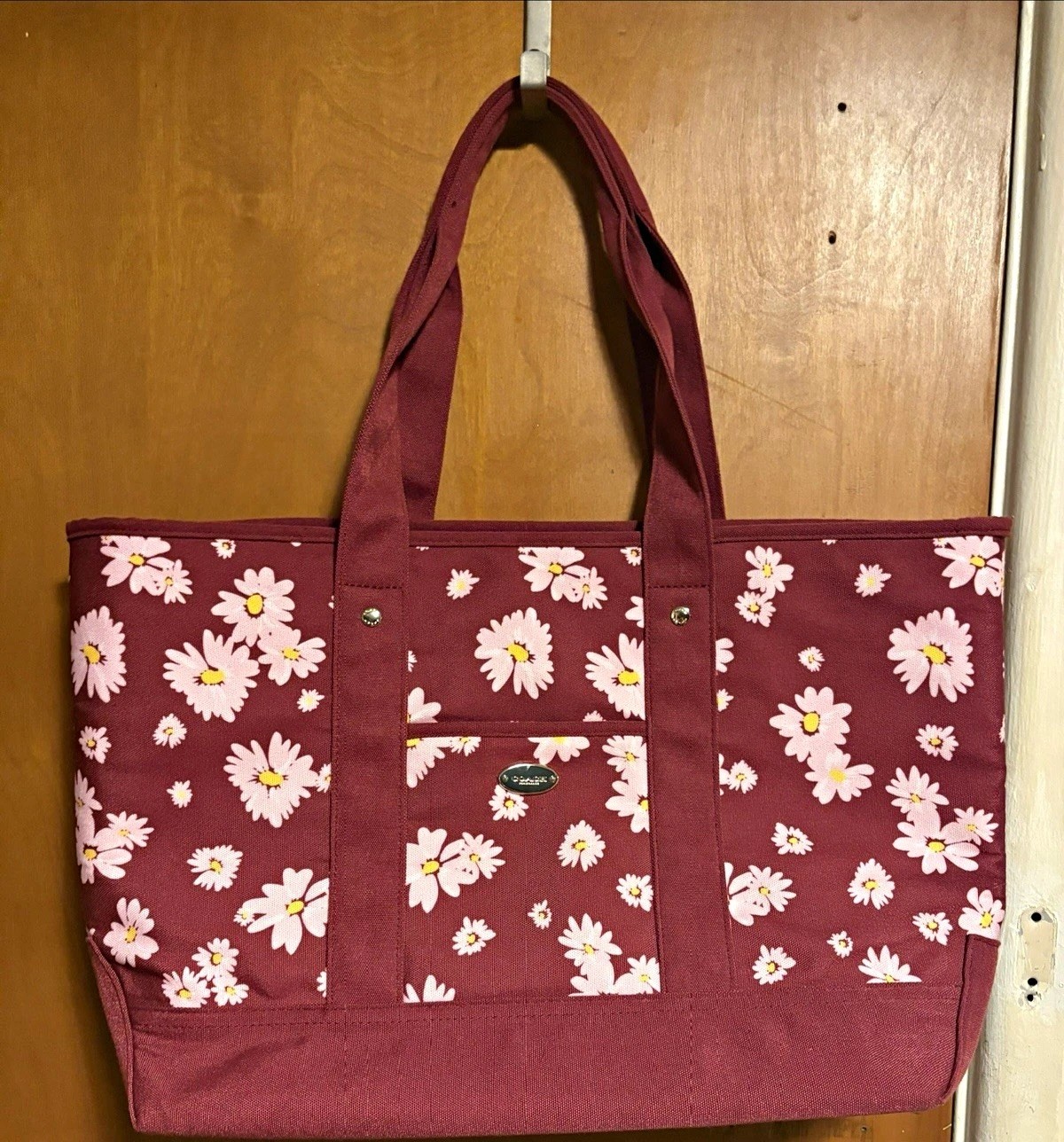 Coach Burgundy Floral Tote