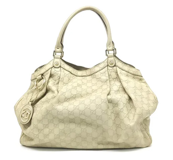 Gucci Sukey Ivory GG Leather Shoulder Tote Bag Pre-Owned