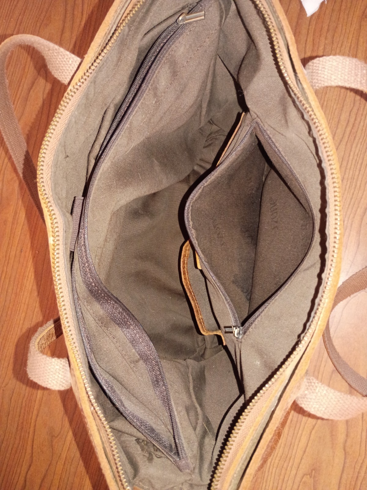Genuine Leather S Zone Tote Purse, Bag with Zipper Closure Burnt Sienna