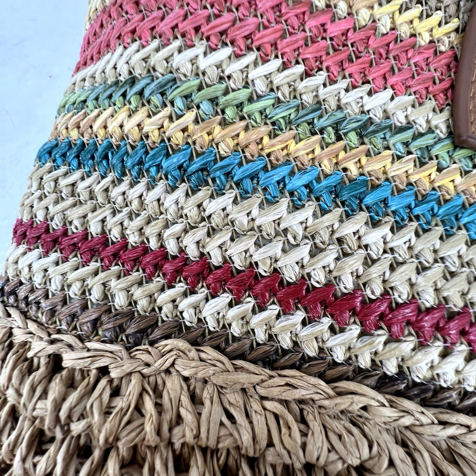 Sun N Sand Straw Tote Bag Beach Purse Woven Multicolor Striped Large