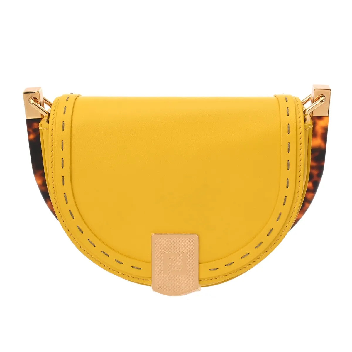 Fendi 8BT346 ABVL 120805-218 Shoulder Bag Calfskin Gold #WB2669