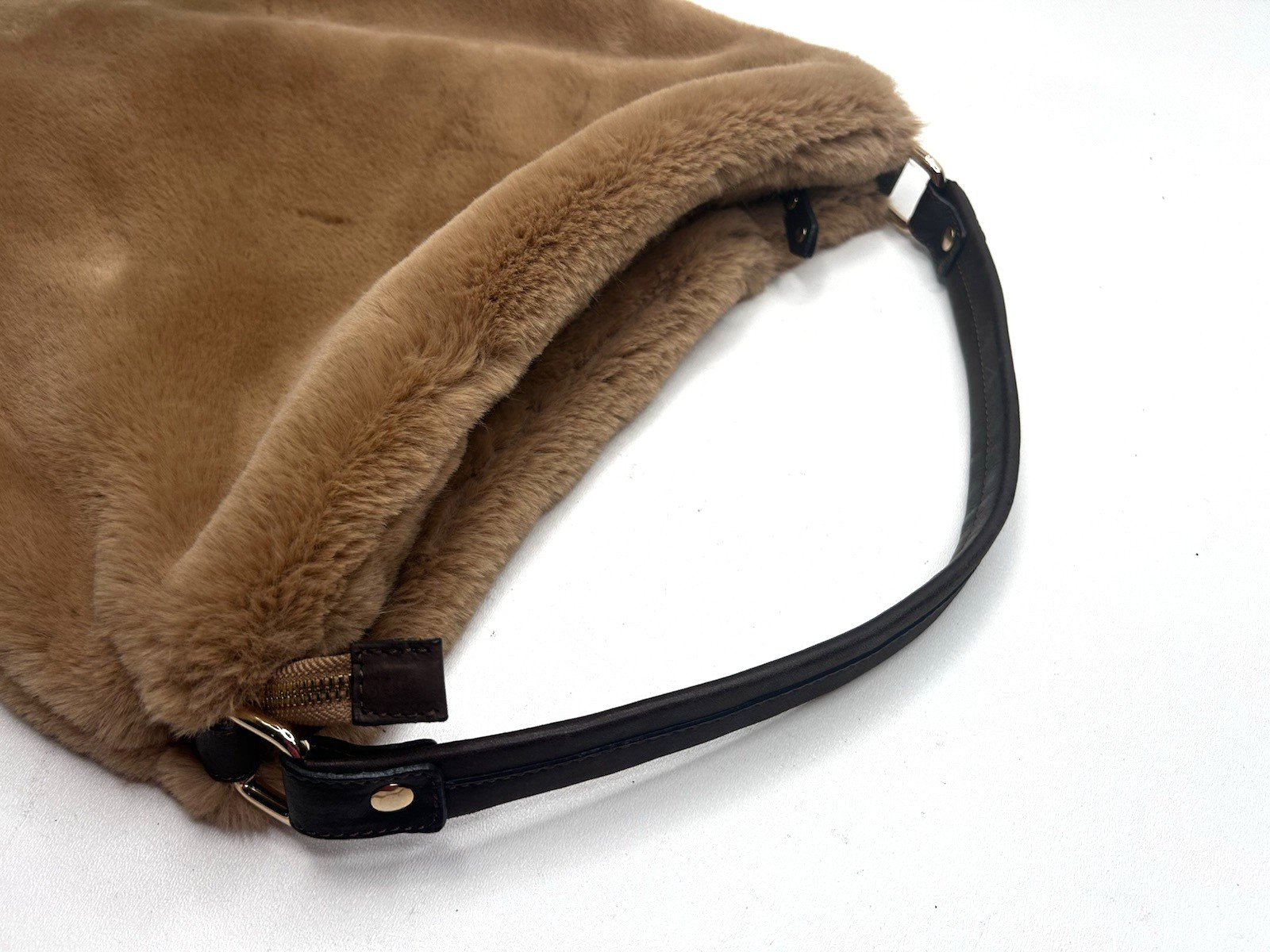 ALESSIA CAPRI Large Fur Hobo Shoulder Bag