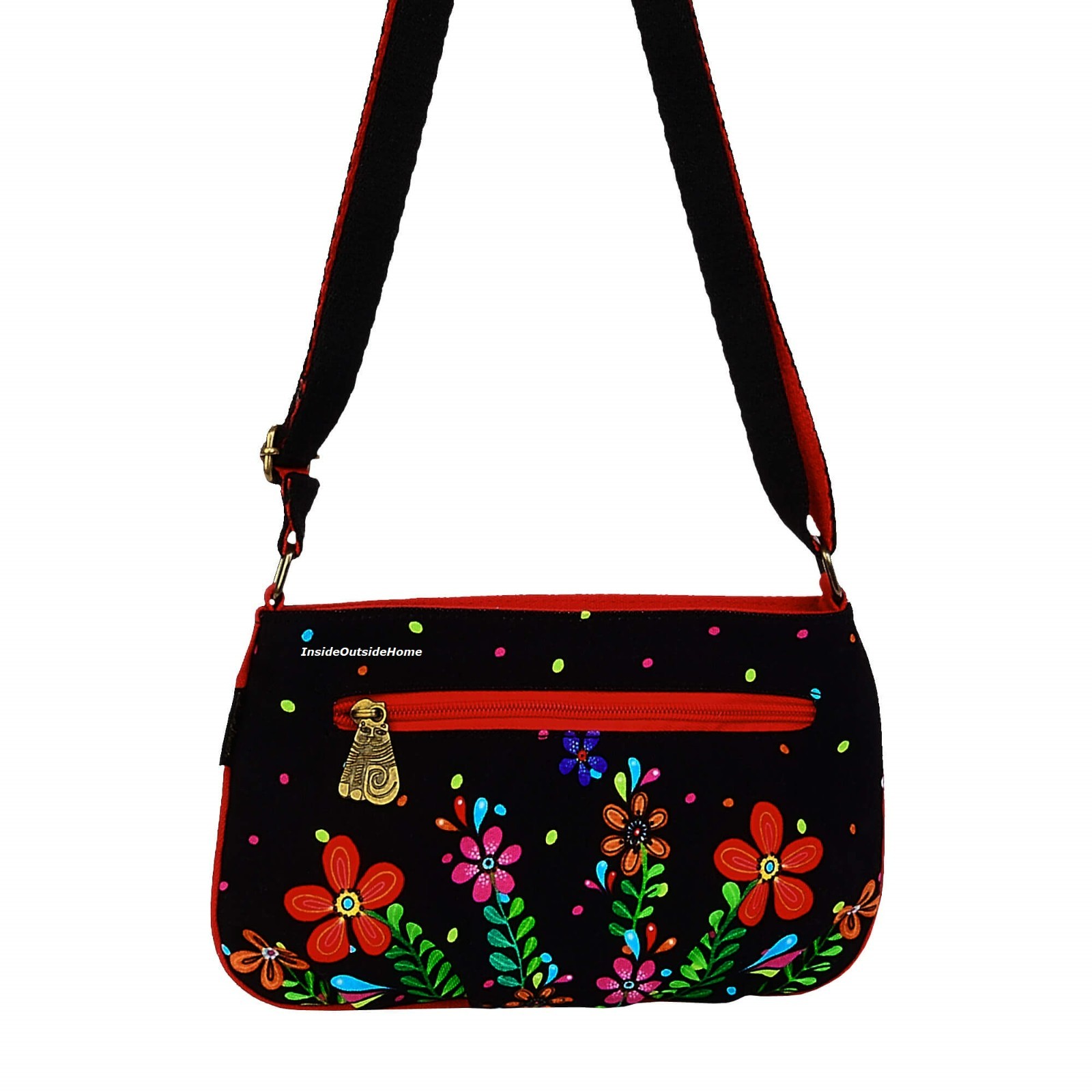 Laurel Burch Kaleidoscope Cat in Flowers SMALL Crossbody Tote Bag 9.5 x 7″ NEW