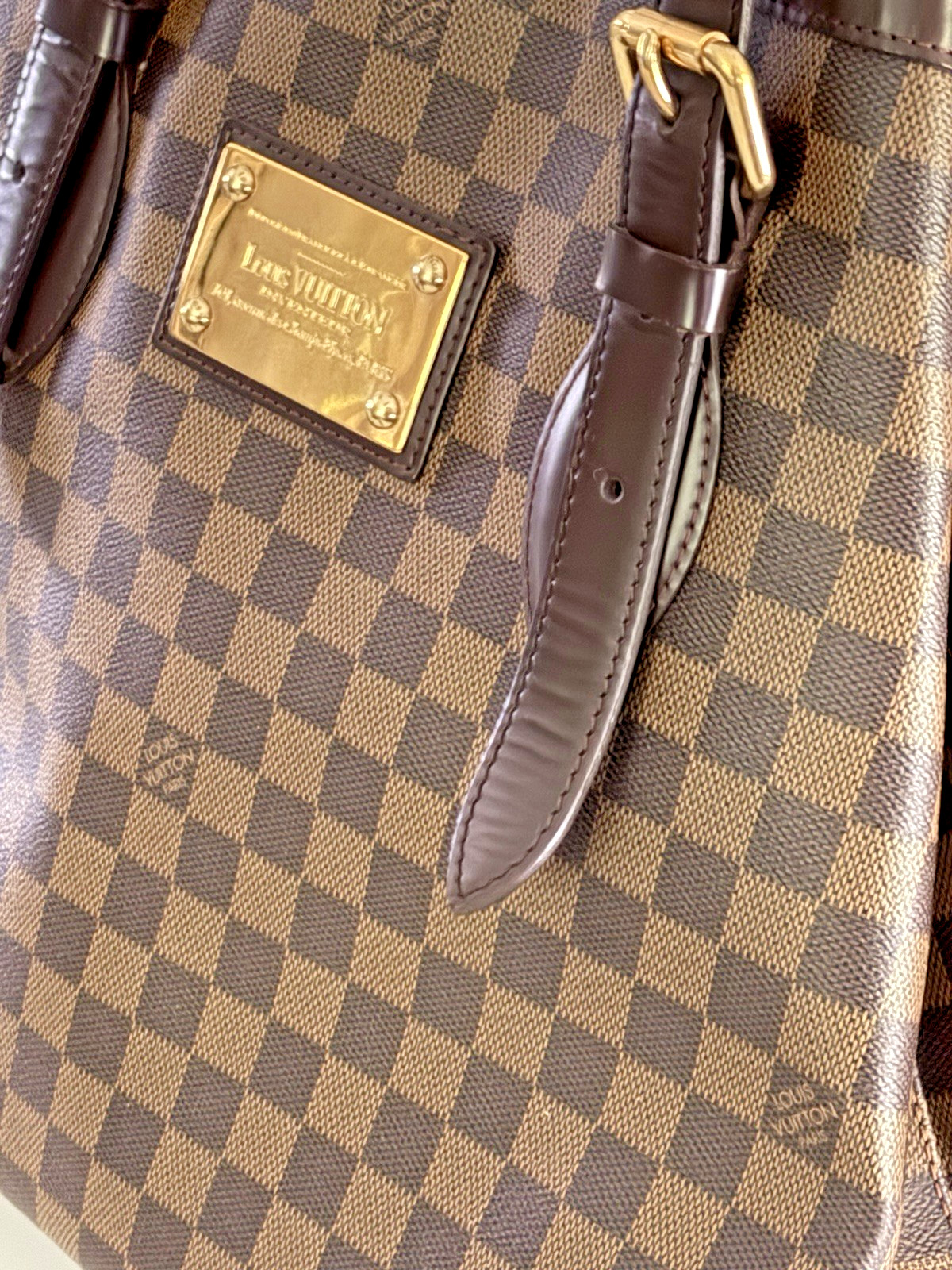 100% Authentic Louis Vuitton Damier Ebene Hampstead GM Shoulder Bag EXCELLENT