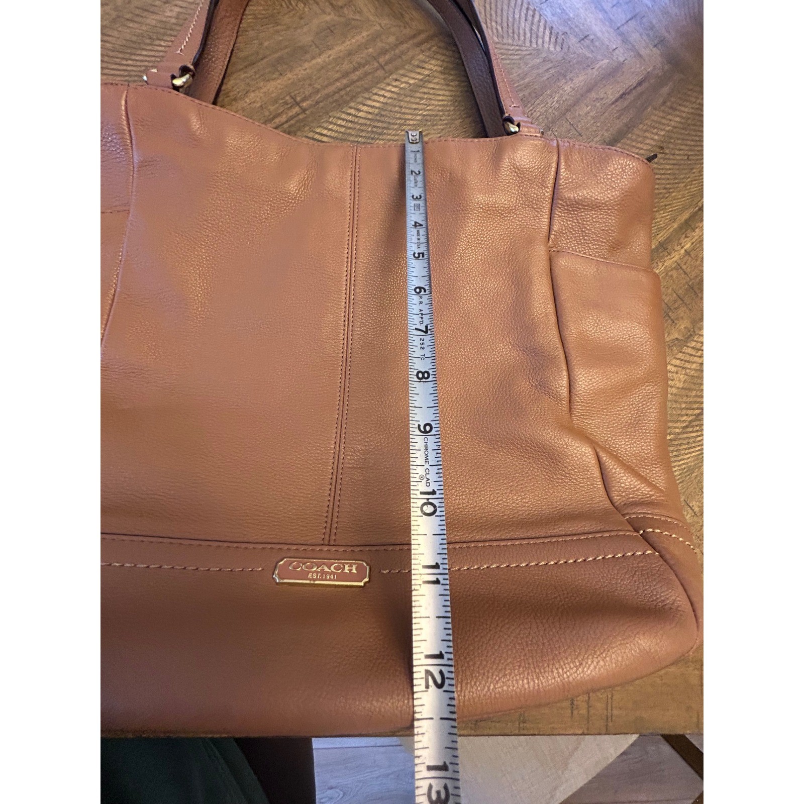 Coach Park Metro Pebbled Leather Tote Bag Brown Saddle F23862