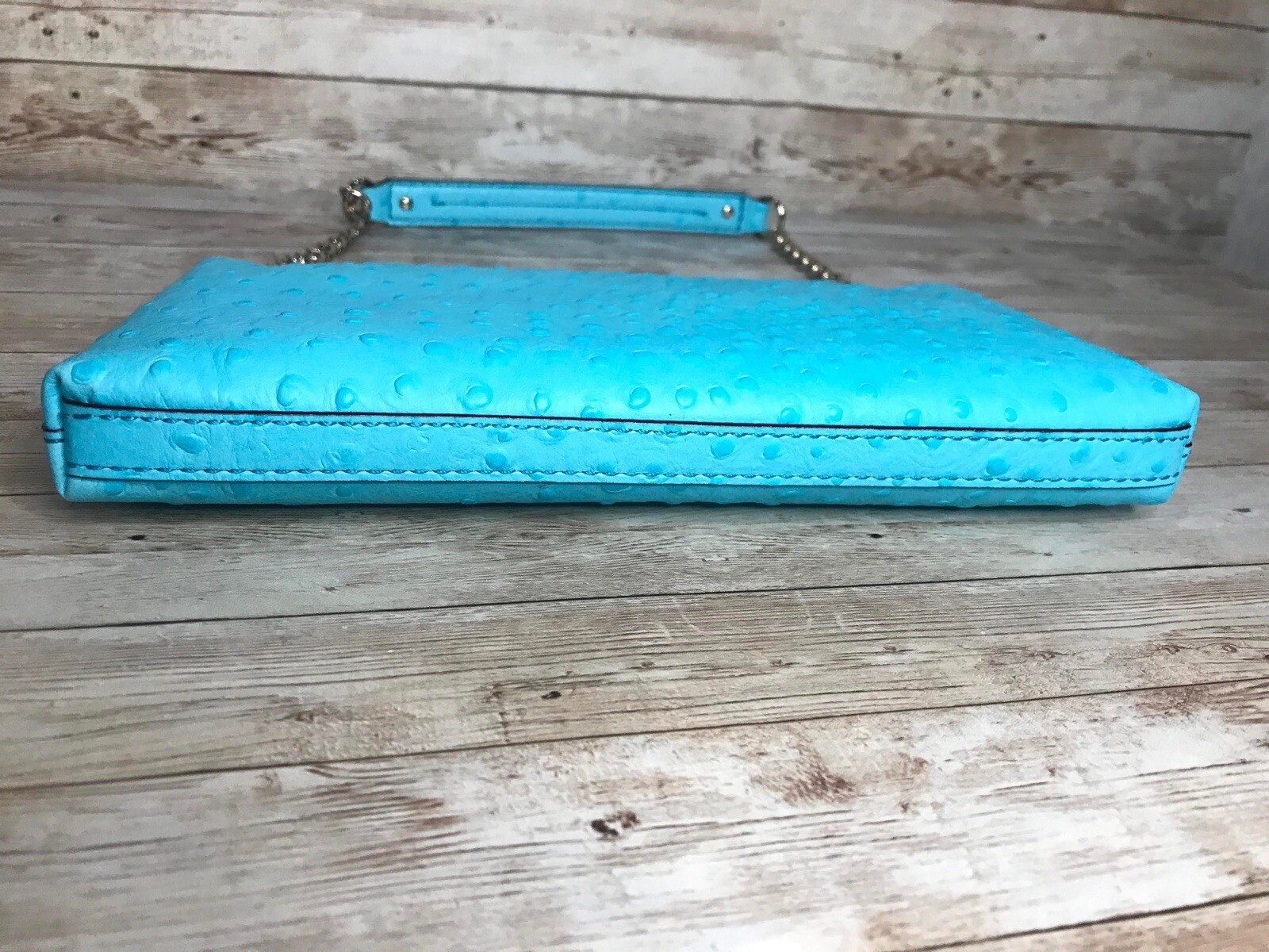 Kate Spade Wellesley Byrd Ostrich Pool Blue Leather Purse WKRU1887 Purse