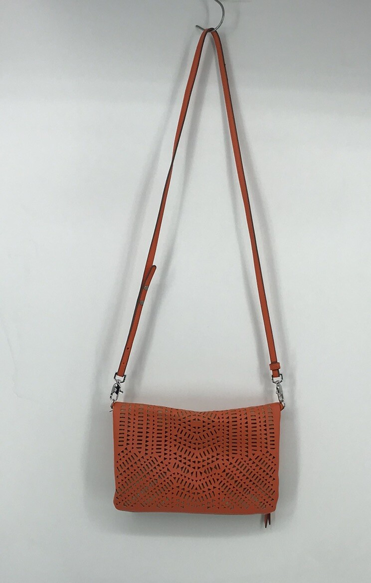 Stella & Dot Tan & Orange Perf Waverly Crossbody Bag Purse Zipper